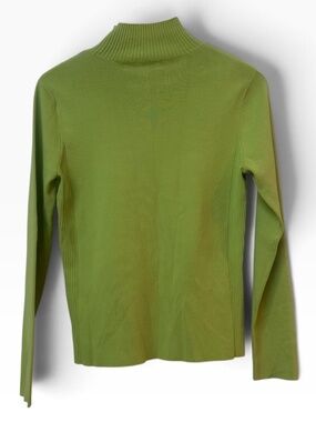 David Brooks Green Ribbed Knit Mock Neck Long Sleeve Sweater Top Size M